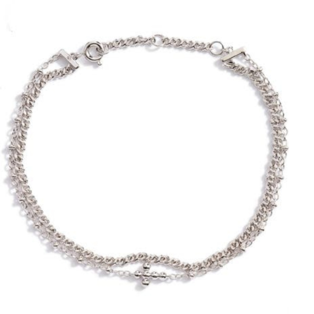 Nadri Ajoa Layered Totem Rhodium Plate Silver Cross Bracelet+Dust Bag New in Box